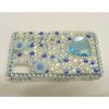 Samsung F480 Tocco Crystal Bling Cover [ BLUE HEARTS + FLOWERS ] <br>QuickFind: 6483