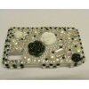 Samsung F480 Tocco Crystal Bling Cover [ BLACK + WHITE FLOWERS ] <br>QuickFind: 6484