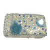 Blackberry 8300 Curve Crystal Bling Cover [ BLUE HEARTS + FLOWERS ] QuickFind: 6486