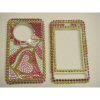 LG Viewty KU990 Crystal Bling Diamante Cover [ PINK WITH GOLD - LOVE HEARTS ] <br>QuickFind: 6565