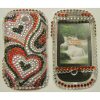 Samsung S3650 Genio Crystal Diamante Hearts Bling Back Cover for Phone [ PINK HEARTS ] <br>QuickFind: 6762