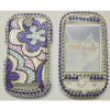 Samsung S3650 Genio Crystal Diamante Hearts Bling Back Cover for Phone [ BLUE FLORAL ] <br>QuickFind: 6821