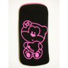 Xpert Systems  Soft Touch Slip Pouch Case [ BLACK WITH PINK TEDDY ] <br>QuickFind: 6988