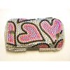 Samsung S3650 Genio Diamante Bling Back Cover for Mobile Phone [ SILVER WITH PINK HEARTS ] <br>QuickFind: 7262