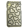 Samsung i9000 Galaxy S Diamante Bling Mobile Phone Cover - [ SILVER WITH BLACK HEARTS ] <br>QuickFind: 7430